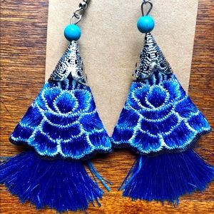2/$20💙Embroidered Tassel Earrings💙